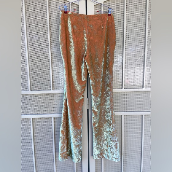 Beatrice X Anthropologie Chartreuse Velvet Flare Pants Italia - Picture 13 of 14